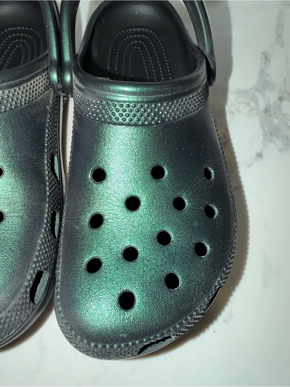 Women’s Metallic Green Crocs